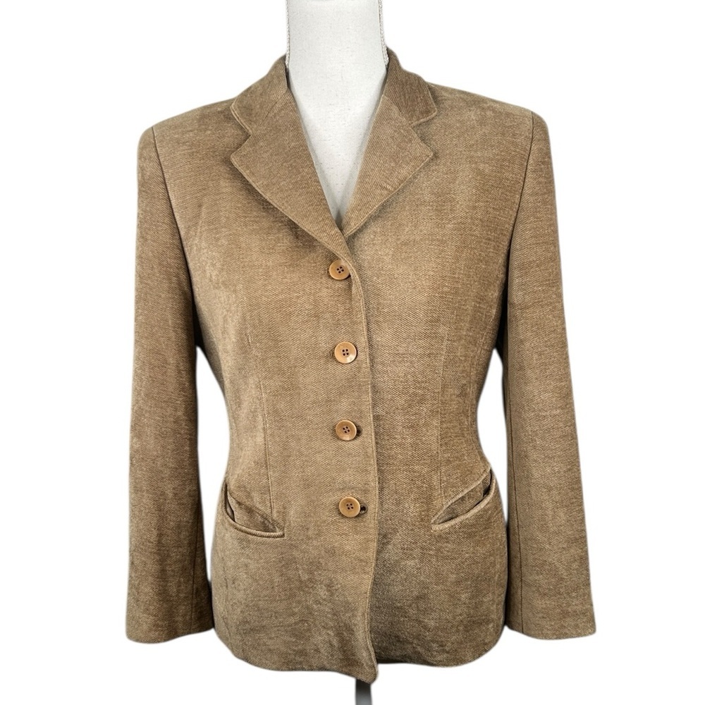 Emanuel Ungaro Tan Cotton Rayon Blend Career Business Classic Blazer Size 4P